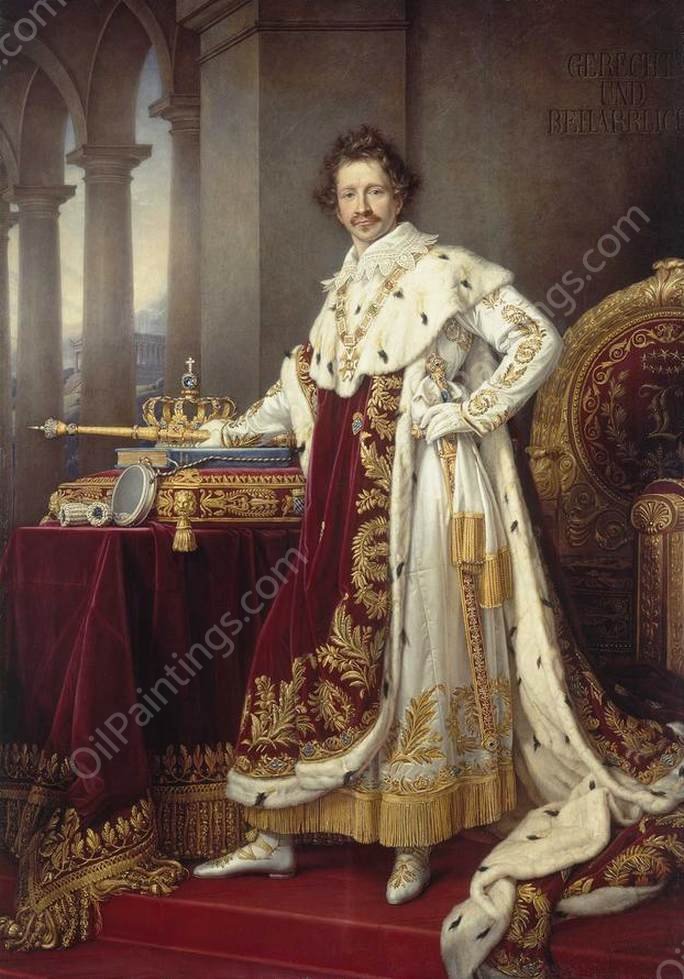 King Ludwig I in His Coronation Robes by Karl Joseph Stieler - Hand-Painted Oil Painting Reproduction