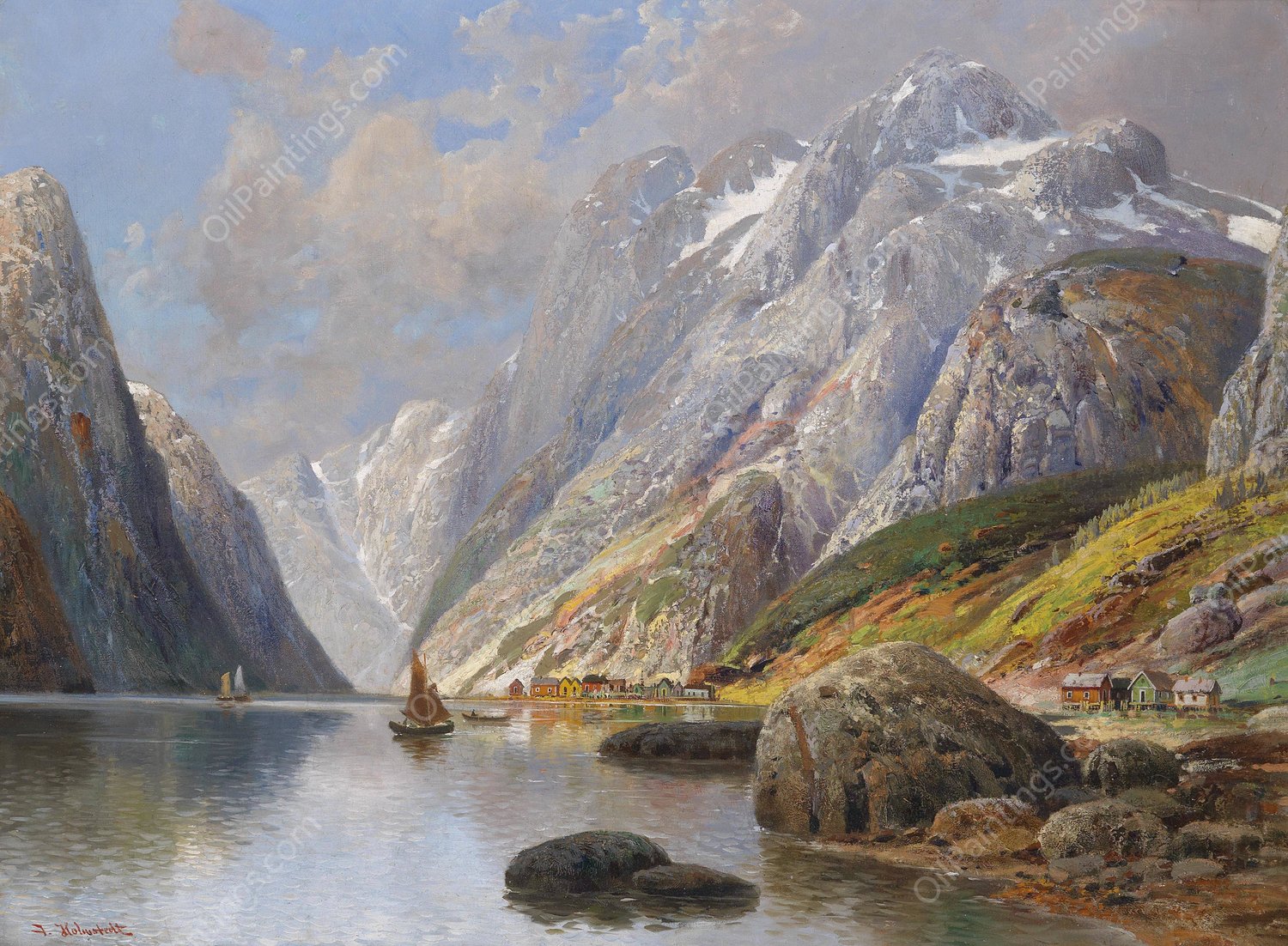Fjordlandschaft by Karl Kaufmann - Hand-Painted Oil Painting Reproduction