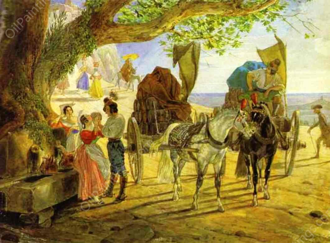Fete in Albano by Karl Pavlovich Brulloff - Hand-Painted Oil Painting Reproduction