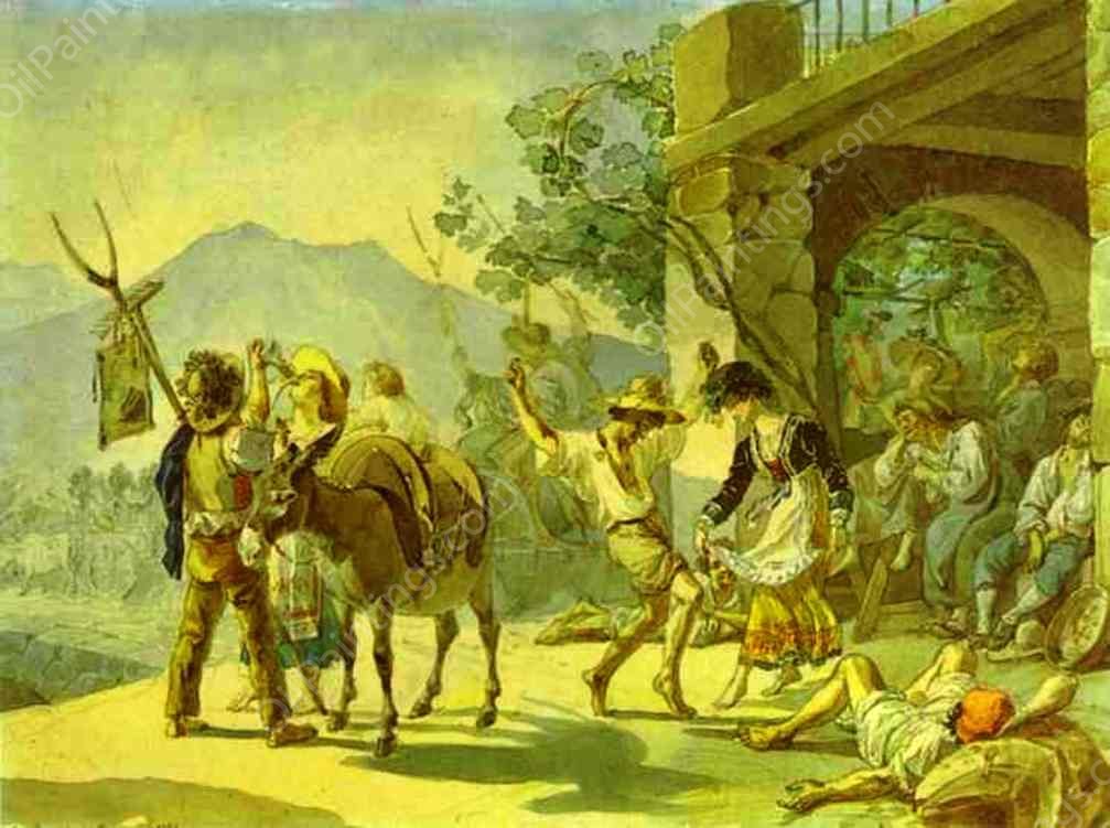 Grape Harvest Celebration by Karl Pavlovich Brulloff - Hand-Painted Oil Painting Reproduction