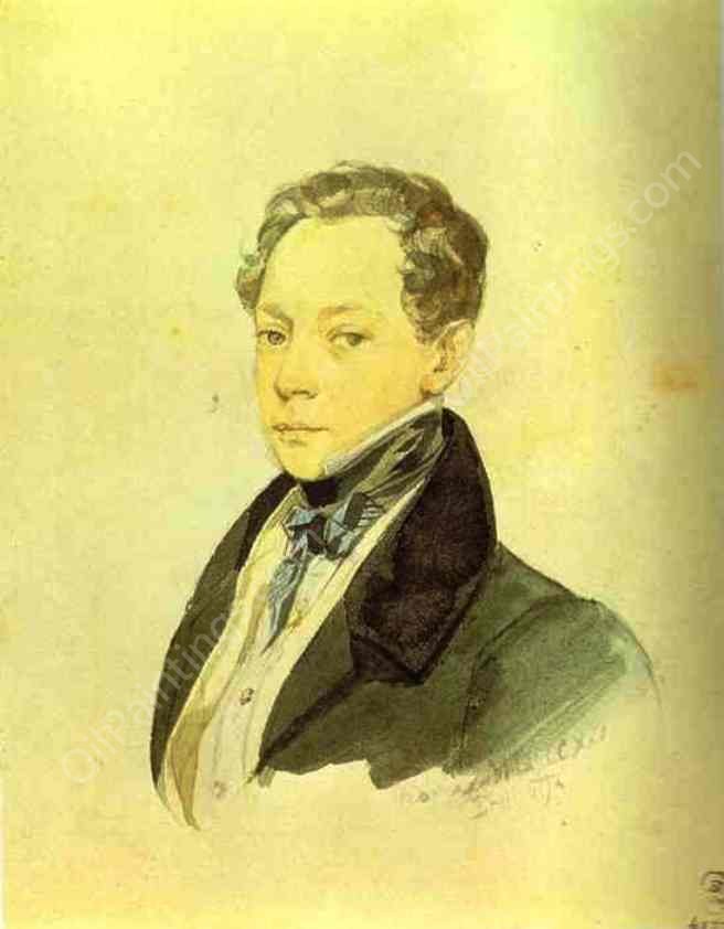 Portrait of P. V. Basin by Karl Pavlovich Brulloff - Hand-Painted Oil Painting Reproduction