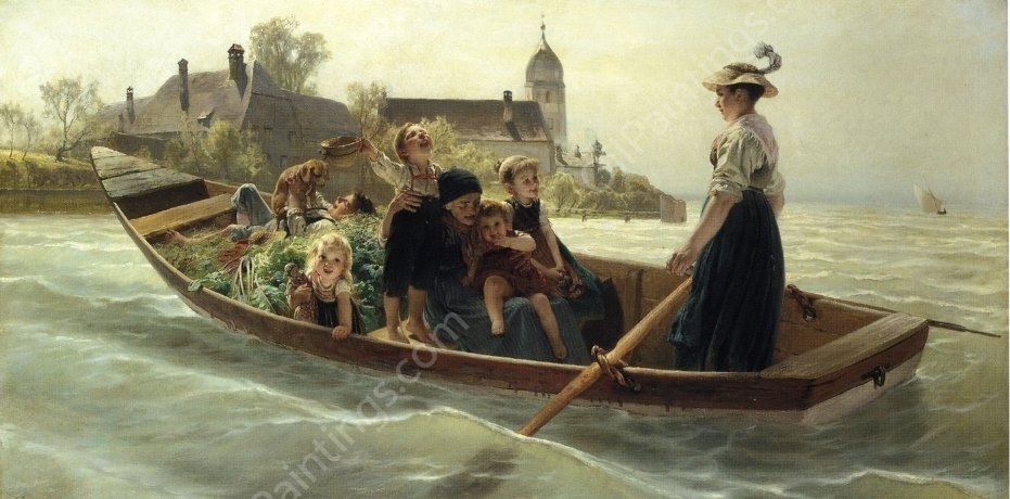 A Sunny Afternoon on the Chiemsee by Karl Raupp - Hand-Painted Oil Painting Reproduction