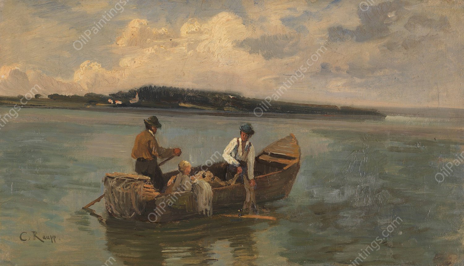 Chiemseefischer  by Karl Raupp - Hand-Painted Oil Painting Reproduction