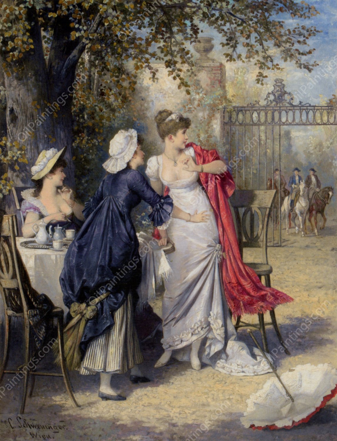 An Unexpected Arrival by Karl Schweninger - Hand-Painted Oil Painting Reproduction