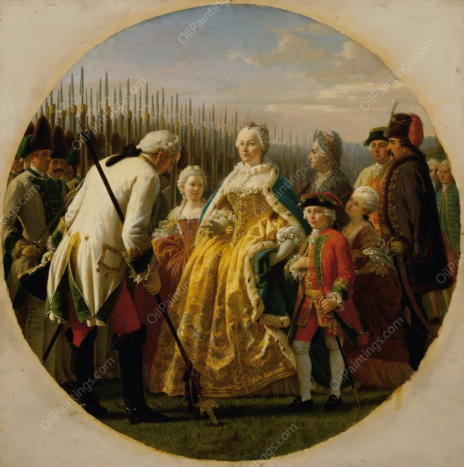 Die Musterung bei Solenau im Jahr 1749  by Karl Von Blaas - Hand-Painted Oil Painting Reproduction