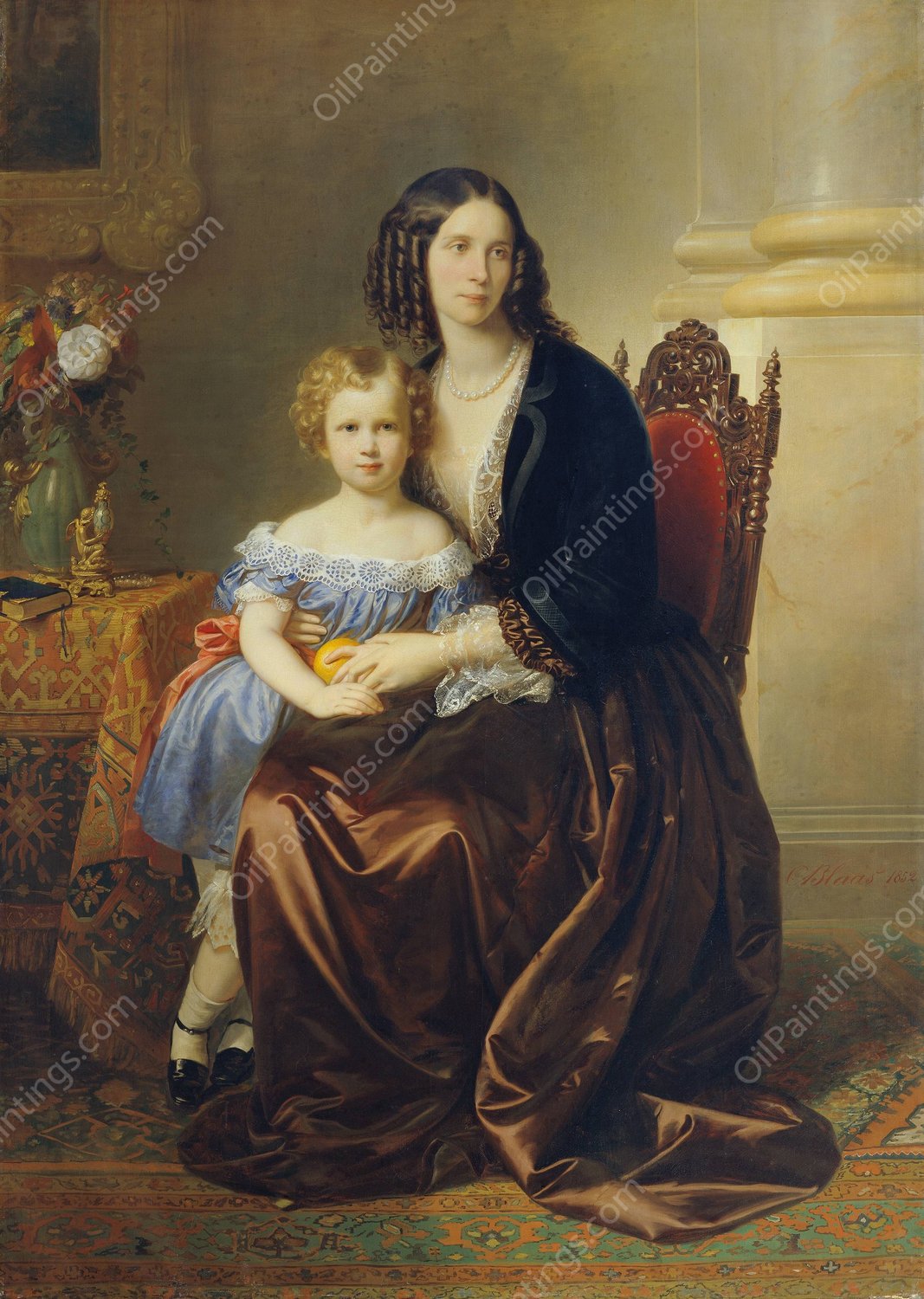 Leonie Grafin Lanckoronska, geb. Grafin Potocka, mit ihrem Sohn Karl  by Karl Von Blaas - Hand-Painted Oil Painting Reproduction