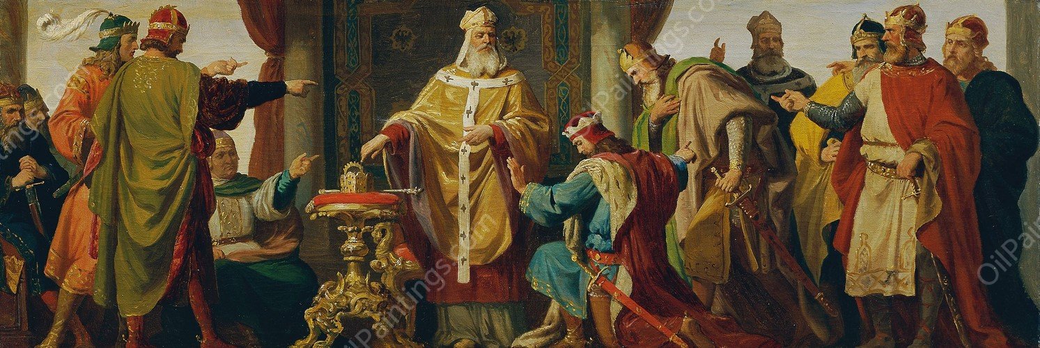 Leopold der Heilige weist die Kaiserkrone zuruck  by Karl Von Blaas - Hand-Painted Oil Painting Reproduction