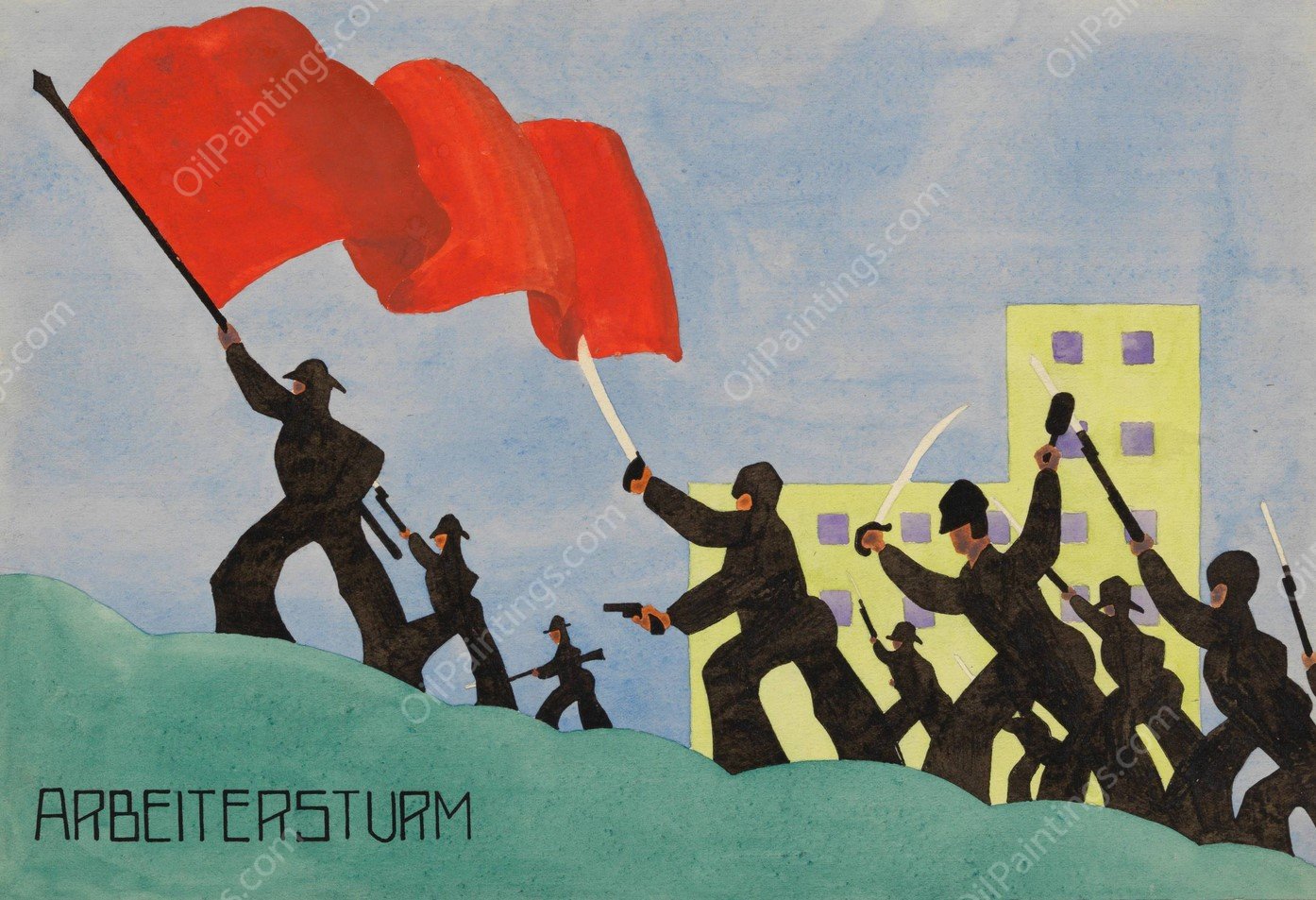 Arbeitersturm  by Karl Wiener - Hand-Painted Oil Painting Reproduction