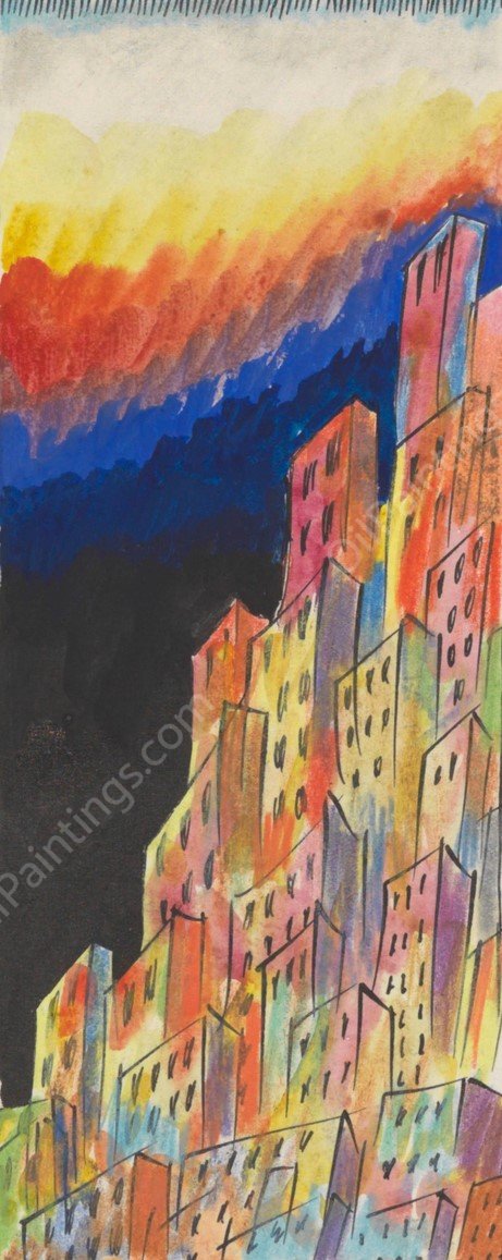 Bunte Stadt, Graz  by Karl Wiener - Hand-Painted Oil Painting Reproduction