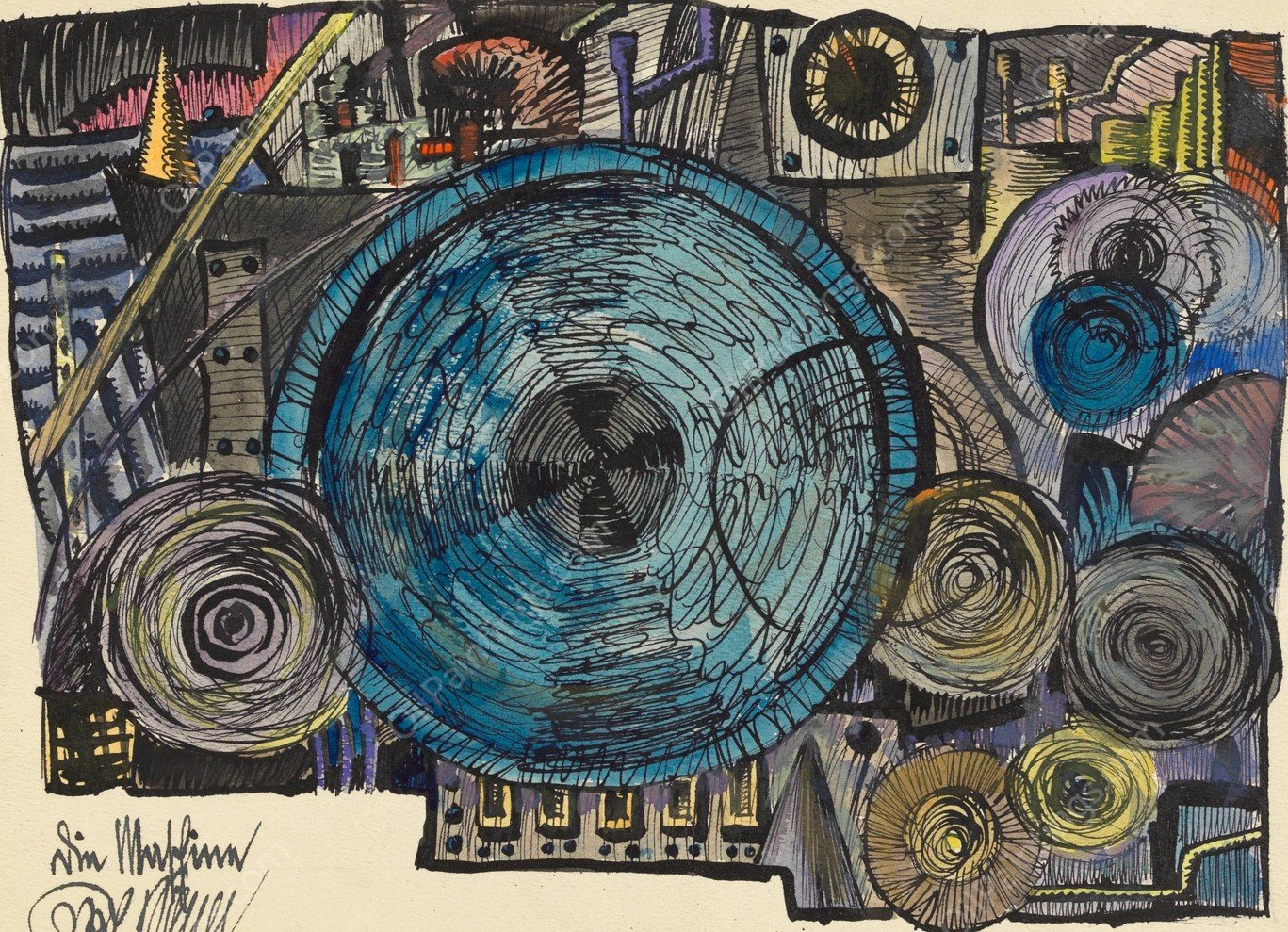 Die Maschine  by Karl Wiener - Hand-Painted Oil Painting Reproduction