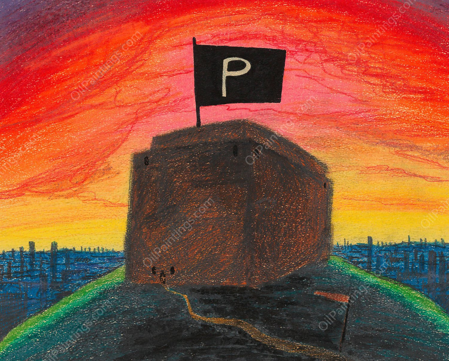 Die Pulverflagge  by Karl Wiener - Hand-Painted Oil Painting Reproduction