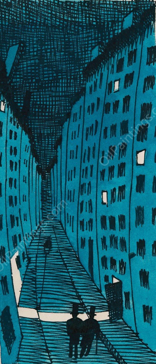 Dunkle Gasse  by Karl Wiener - Hand-Painted Oil Painting Reproduction