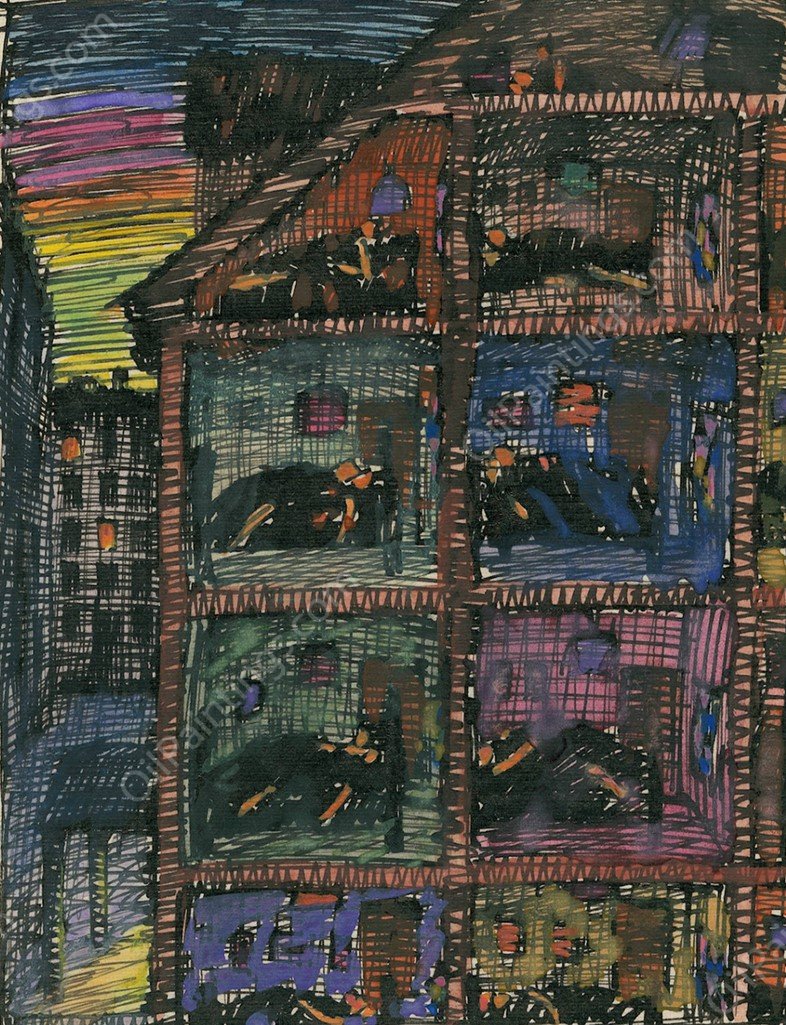 Im Hotel zur Nachtigall  by Karl Wiener - Hand-Painted Oil Painting Reproduction