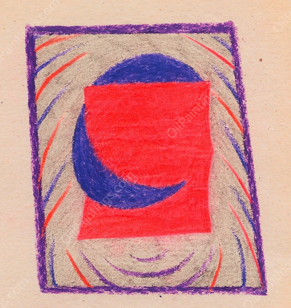 Komposition in Rot und Violett  by Karl Wiener - Hand-Painted Oil Painting Reproduction