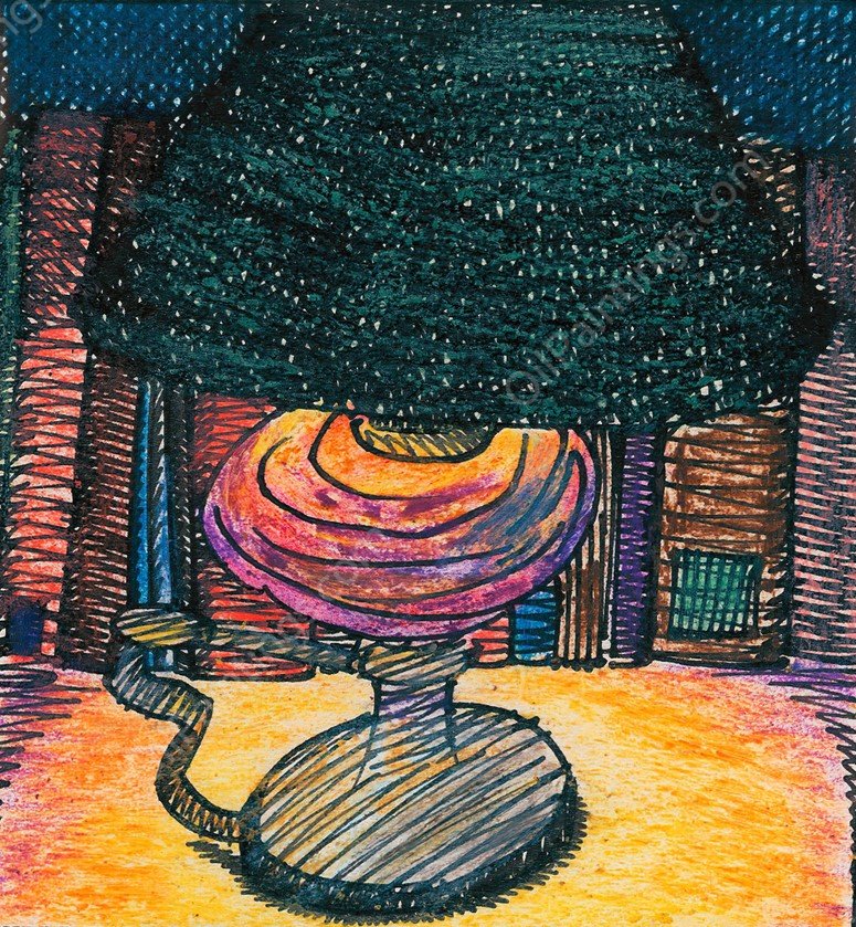 Lampe und Bucher  by Karl Wiener - Hand-Painted Oil Painting Reproduction