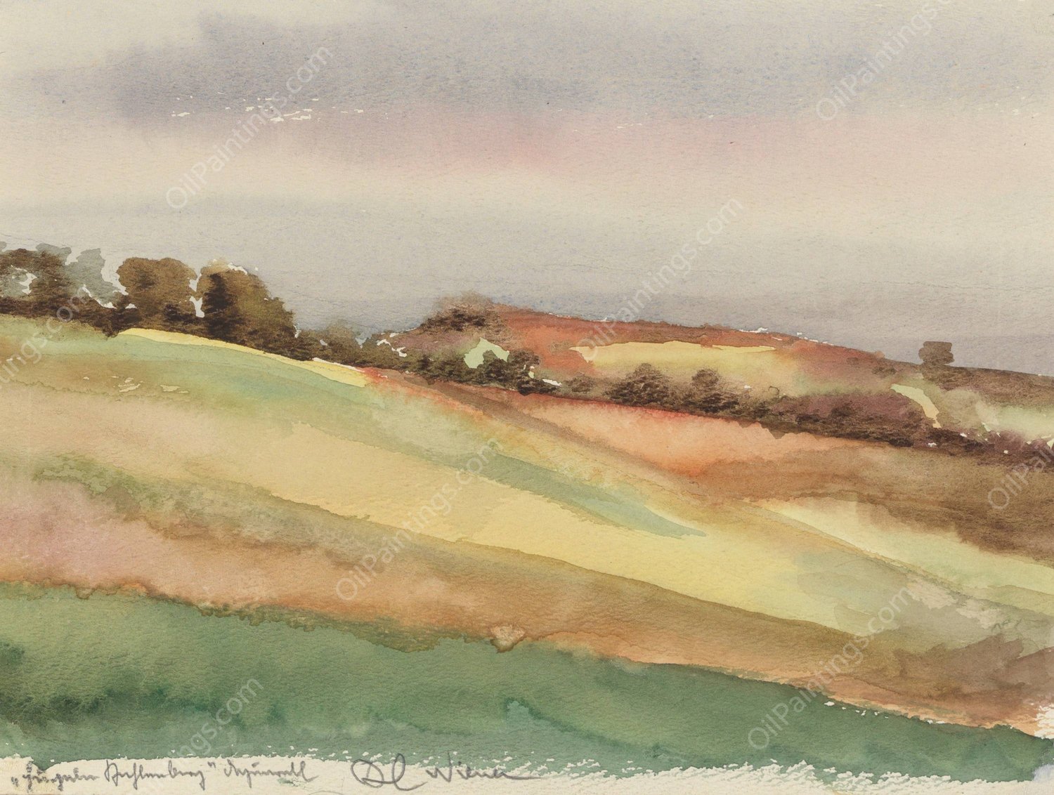 Landschaft  by Karl Wiener - Hand-Painted Oil Painting Reproduction