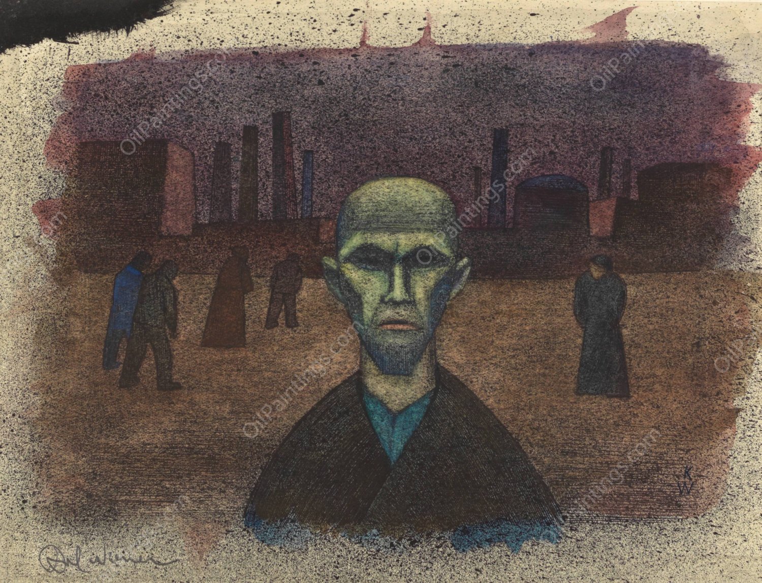 Leute  by Karl Wiener - Hand-Painted Oil Painting Reproduction