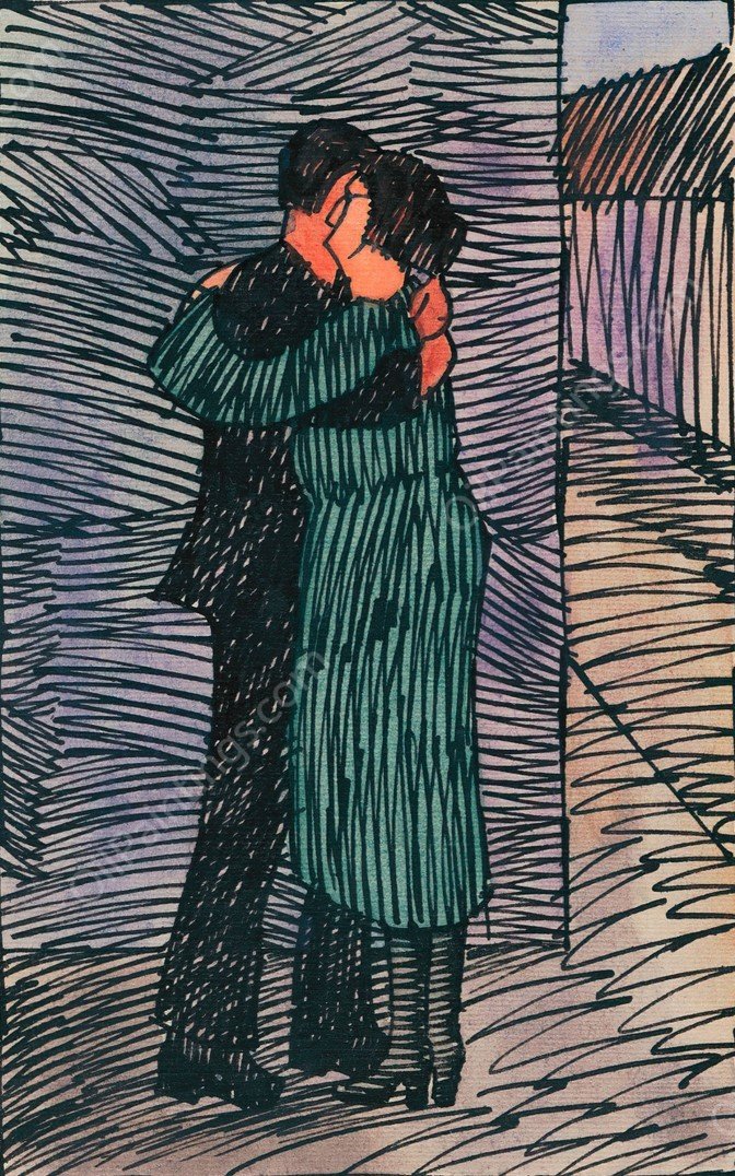 Liebespaar  by Karl Wiener - Hand-Painted Oil Painting Reproduction