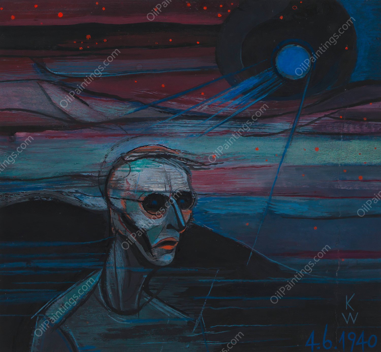 Ohne Titel; aus; 'Die 150 Blatter' II  by Karl Wiener - Hand-Painted Oil Painting Reproduction