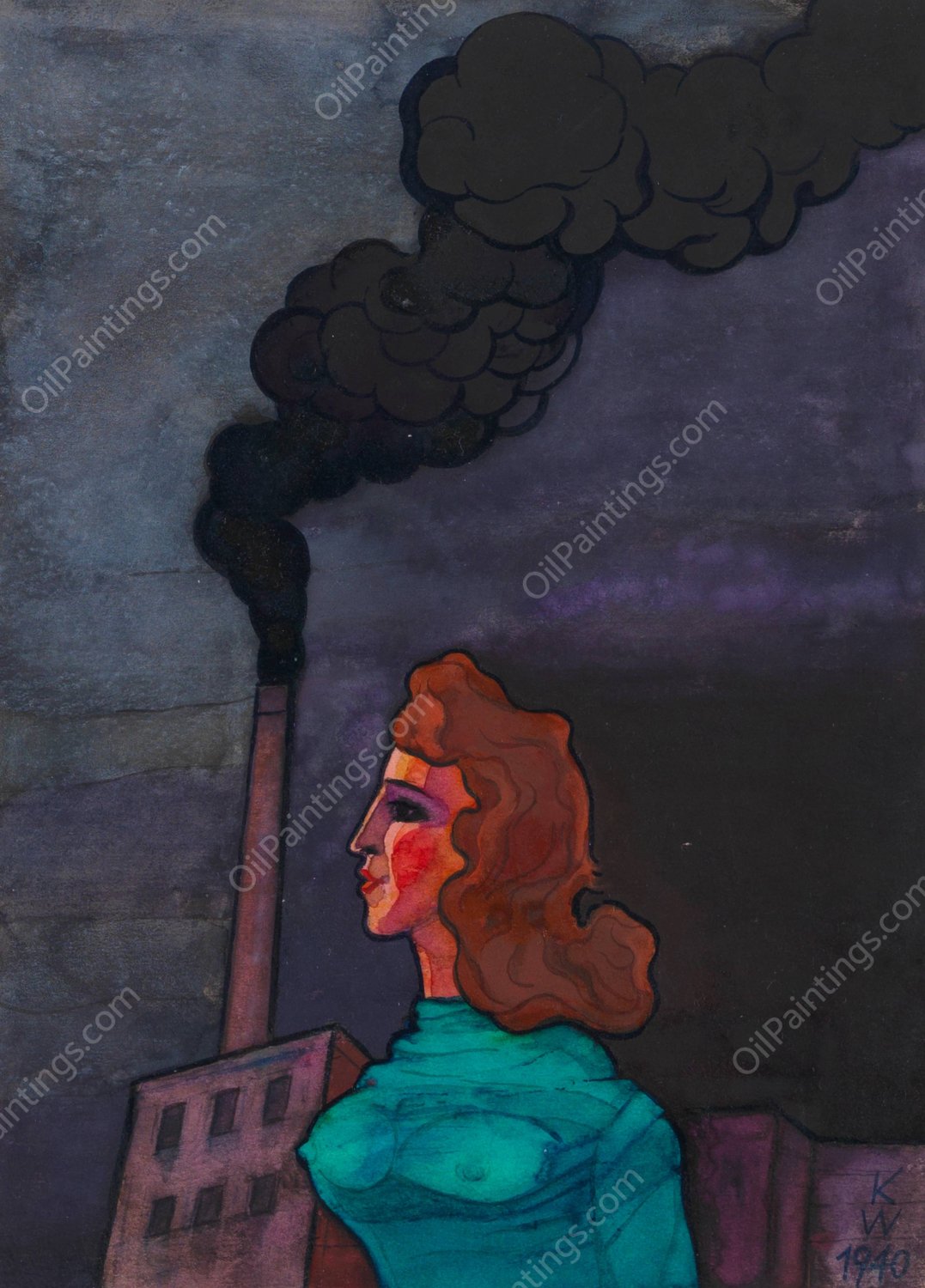 Ohne Titel; aus; 'Die 150 Blatter 'IV  by Karl Wiener - Hand-Painted Oil Painting Reproduction