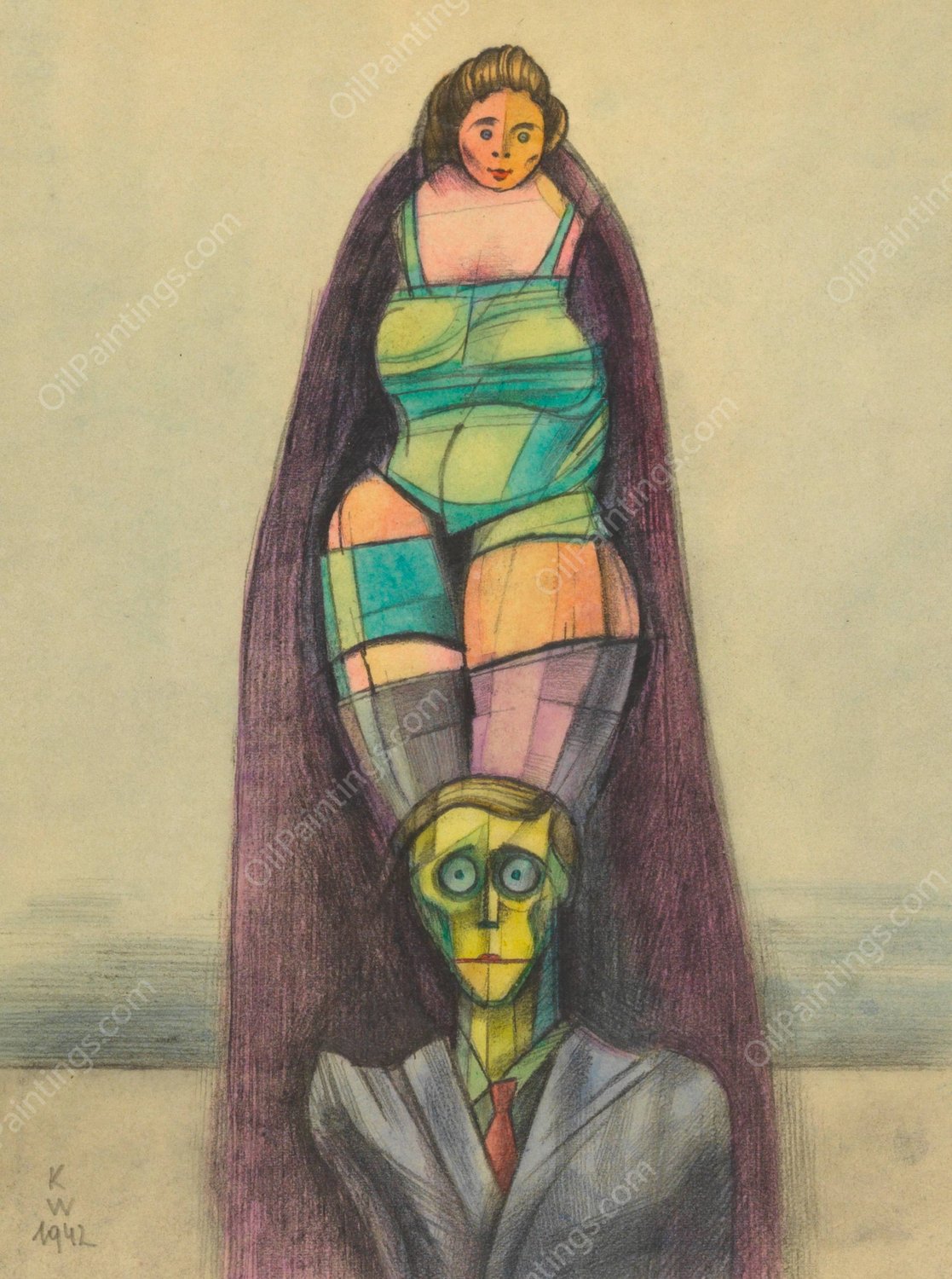 Ohne Titel  by Karl Wiener - Hand-Painted Oil Painting Reproduction