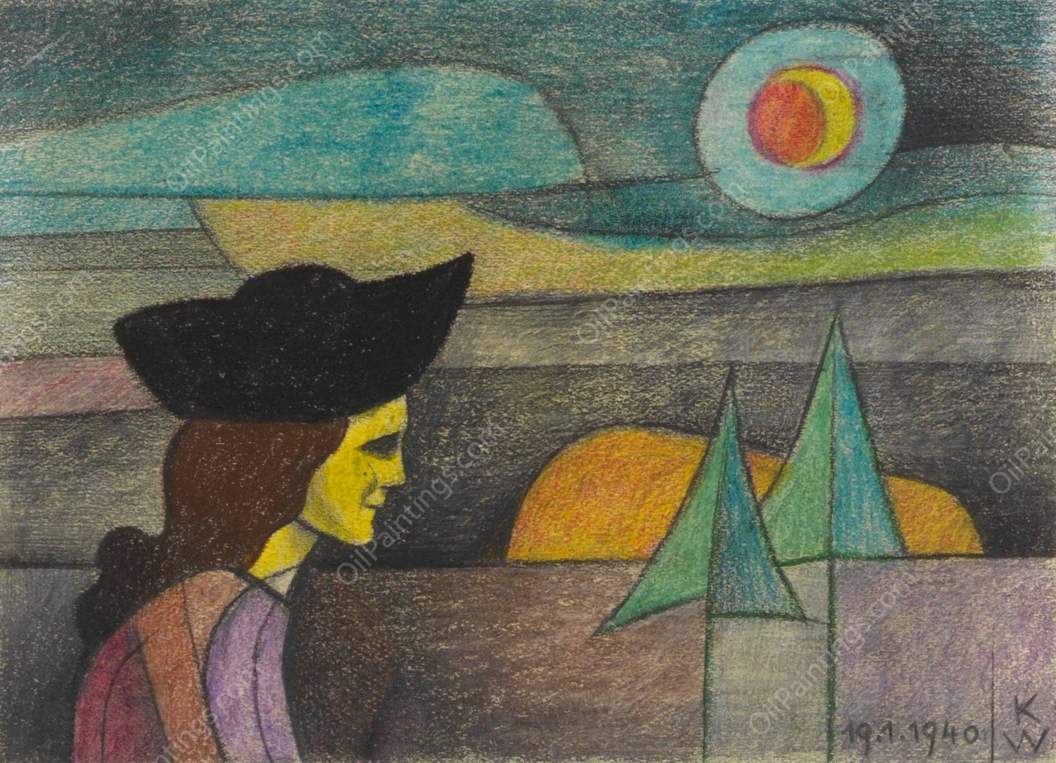 Ohne Titel  by Karl Wiener - Hand-Painted Oil Painting Reproduction