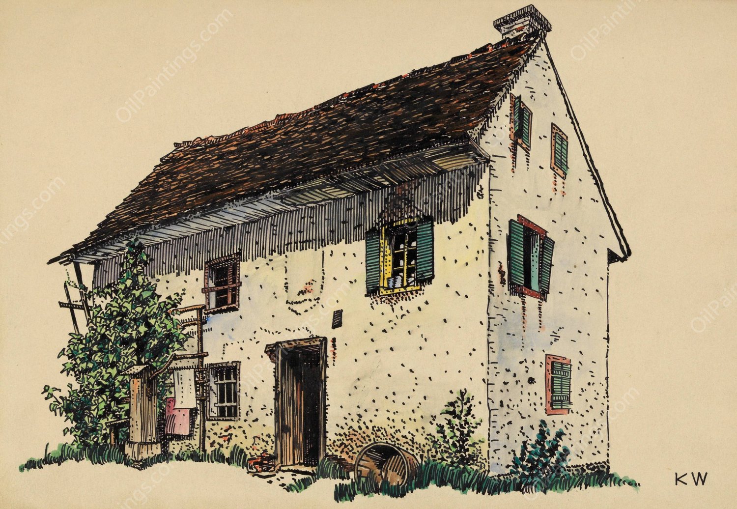 Ohne Titel  by Karl Wiener - Hand-Painted Oil Painting Reproduction