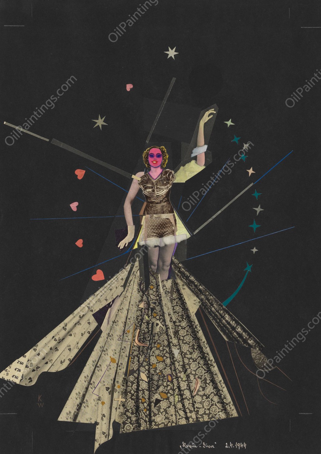 Revue - Diva  by Karl Wiener - Hand-Painted Oil Painting Reproduction