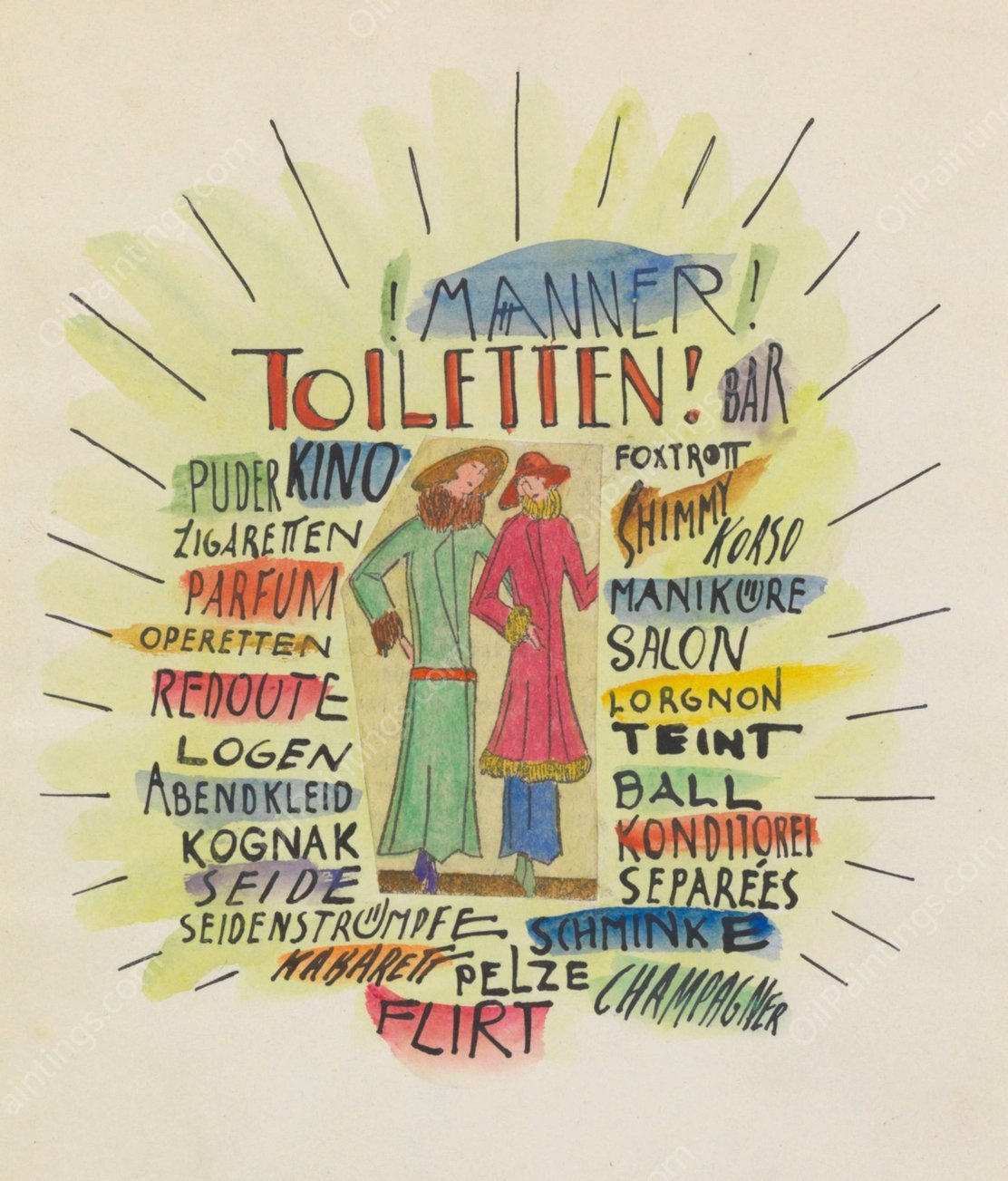 Unterhaltung, Graz  by Karl Wiener - Hand-Painted Oil Painting Reproduction