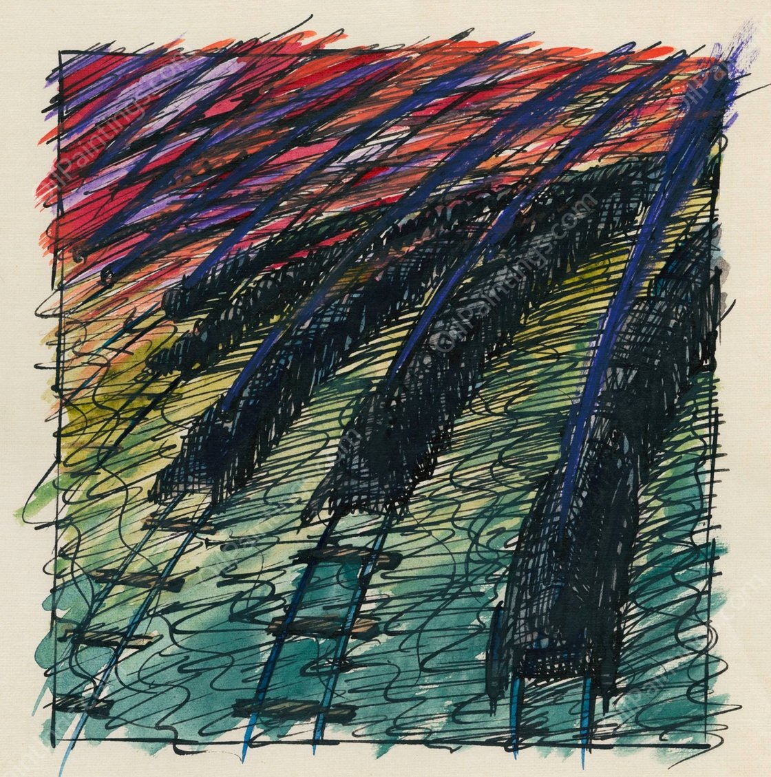 Zuge an die Front  by Karl Wiener - Hand-Painted Oil Painting Reproduction