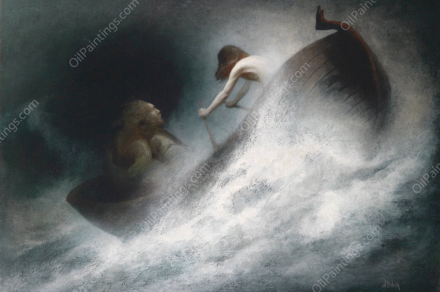 Der Rettung entgegen by Karl Wilhelm Diefenbach - Hand-Painted Oil Painting Reproduction