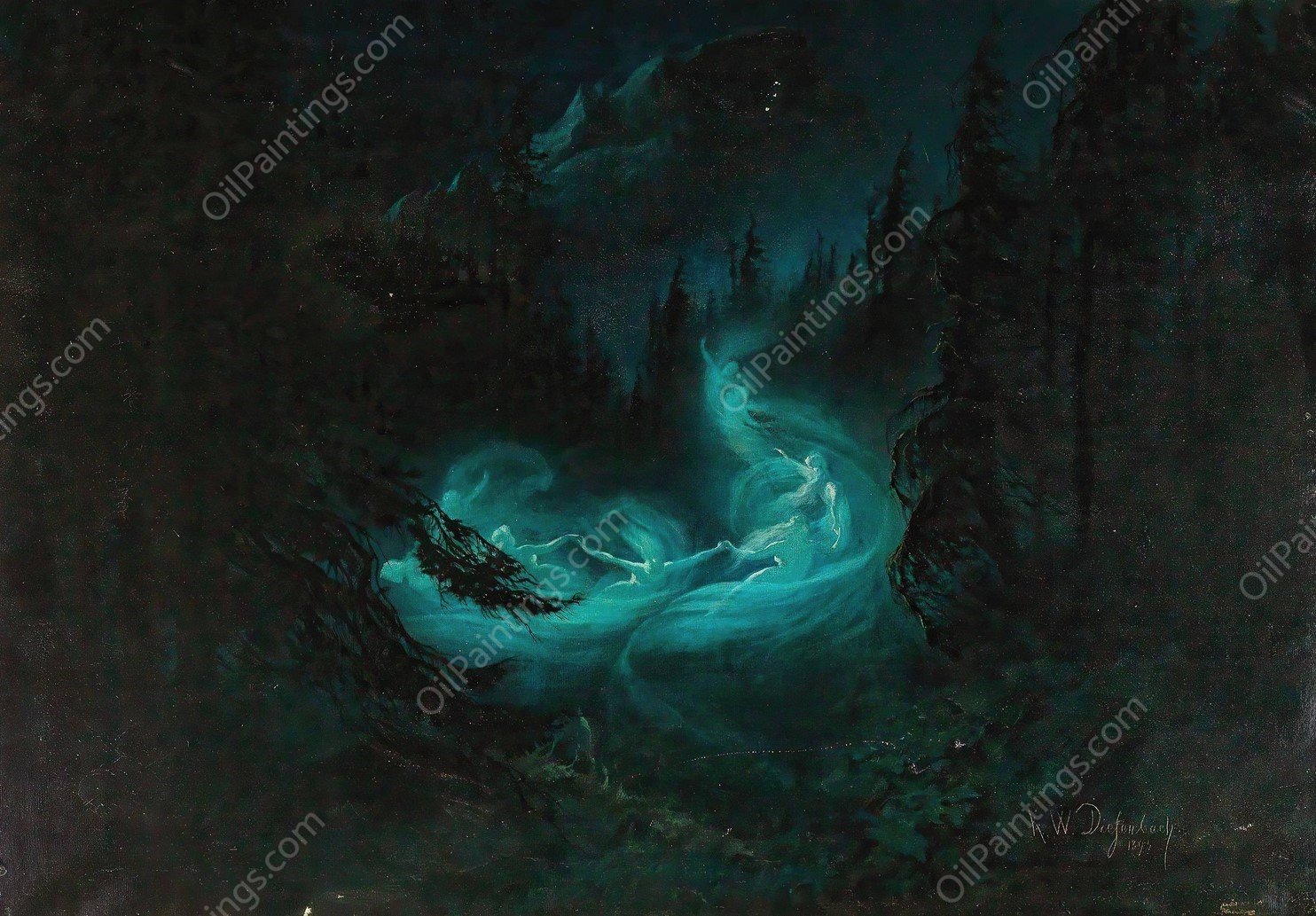 The Fairy Dance  by Karl Wilhelm Diefenbach - Hand-Painted Oil Painting Reproduction