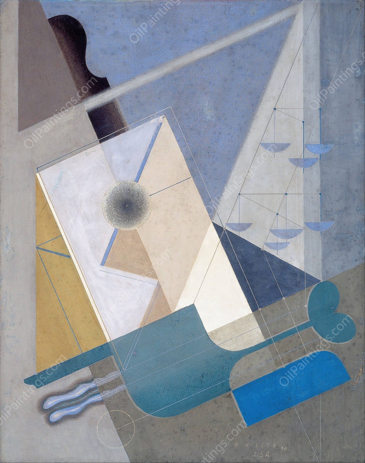 Kompozycja 215A  by Karol Hiller - Hand-Painted Oil Painting Reproduction