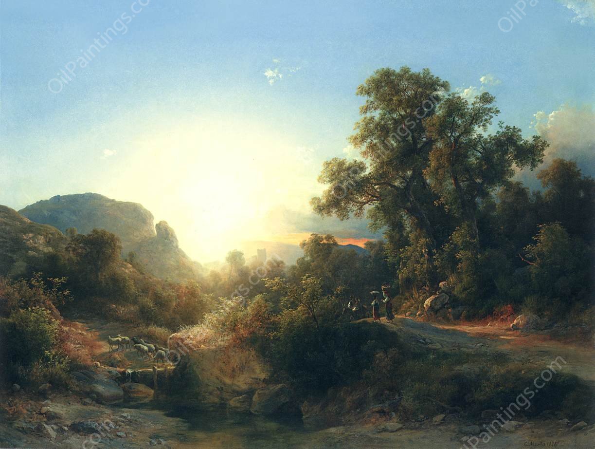 In the Vicinity of Pisa by Karoly Marko - Hand-Painted Oil Painting Reproduction