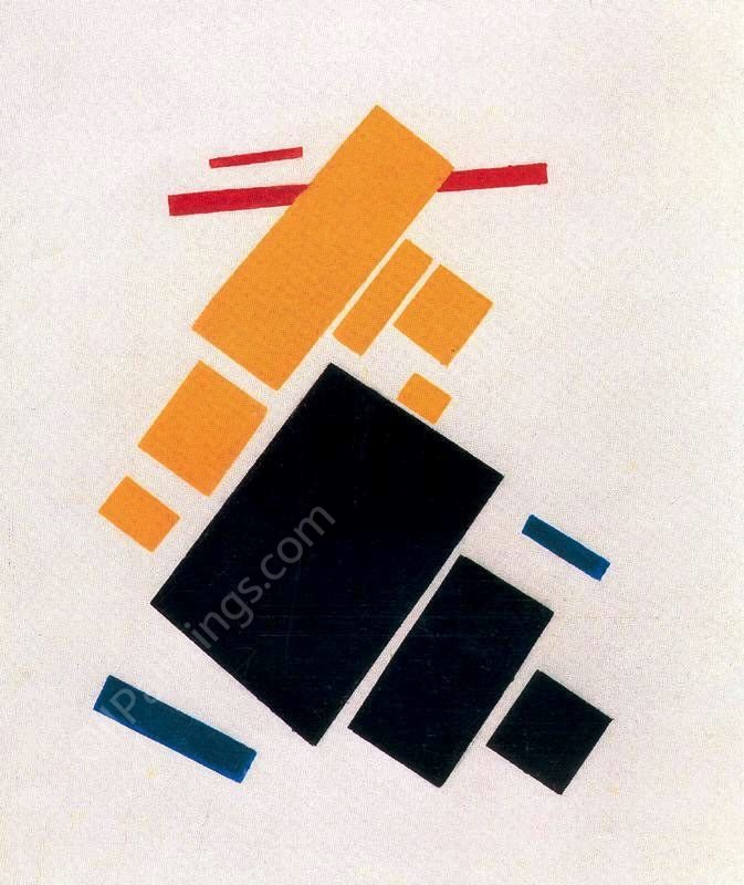 Airplane Flying by Kasimir Malevich - Hand-Painted Oil Painting Reproduction
