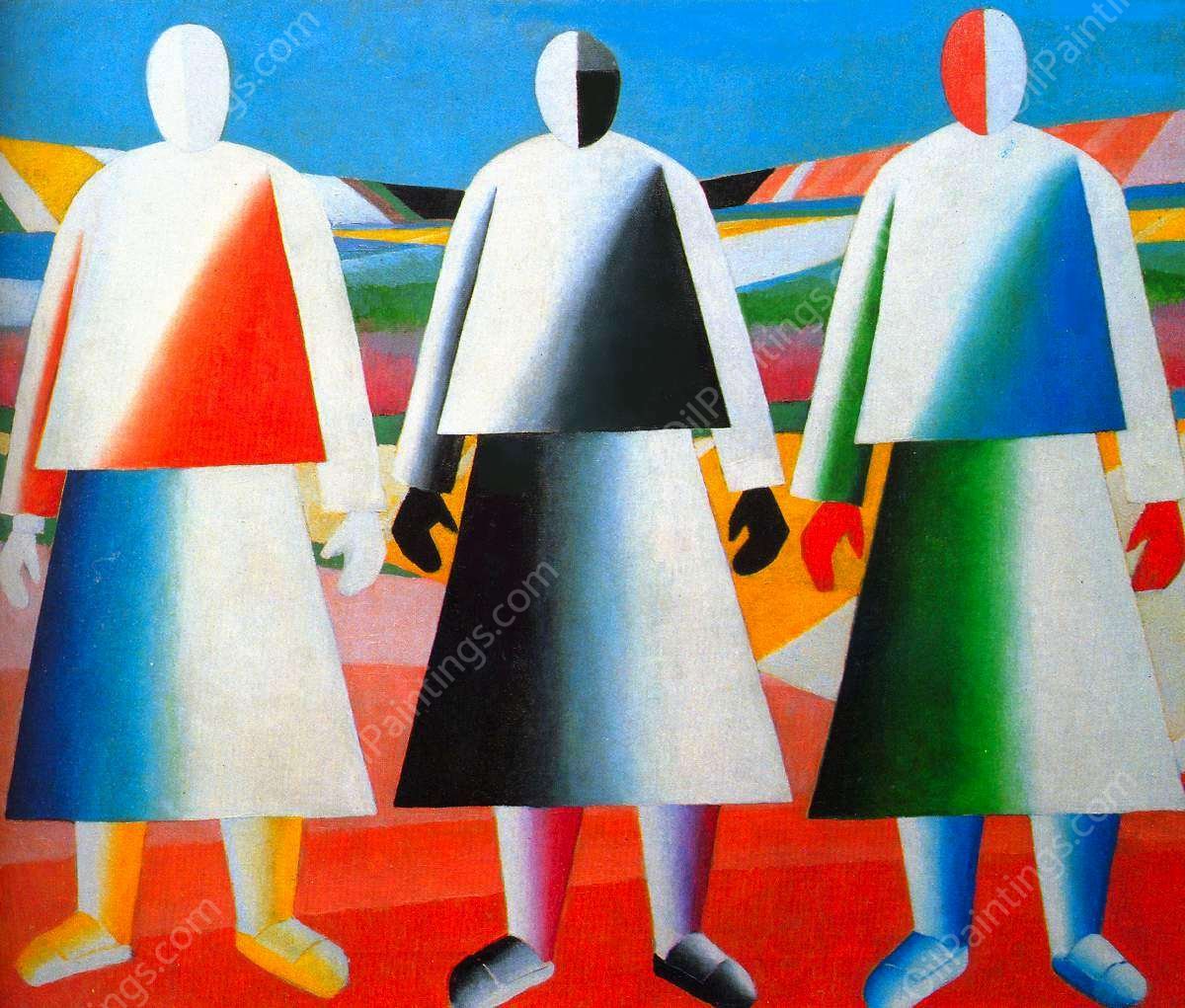 Girls in the Field by Kasimir Malevich - Hand-Painted Oil Painting Reproduction