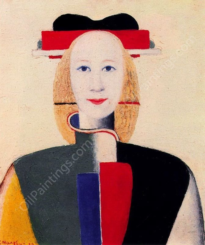 Girls with a Comb in Her Hair by Kasimir Malevich - Hand-Painted Oil Painting Reproduction