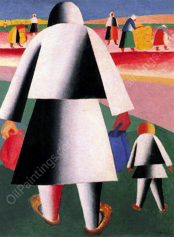 Going to the Harvest by Kasimir Malevich - Hand-Painted Oil Painting Reproduction