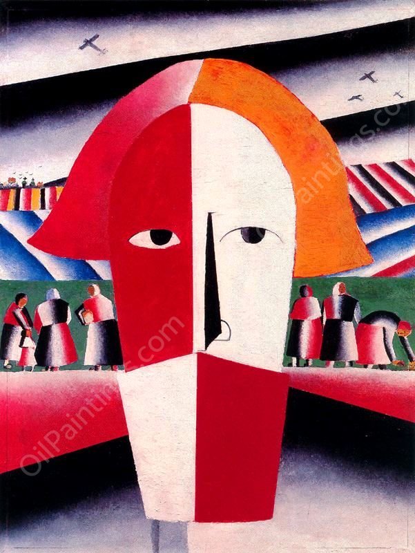 Head of a Peasant by Kasimir Malevich - Hand-Painted Oil Painting Reproduction