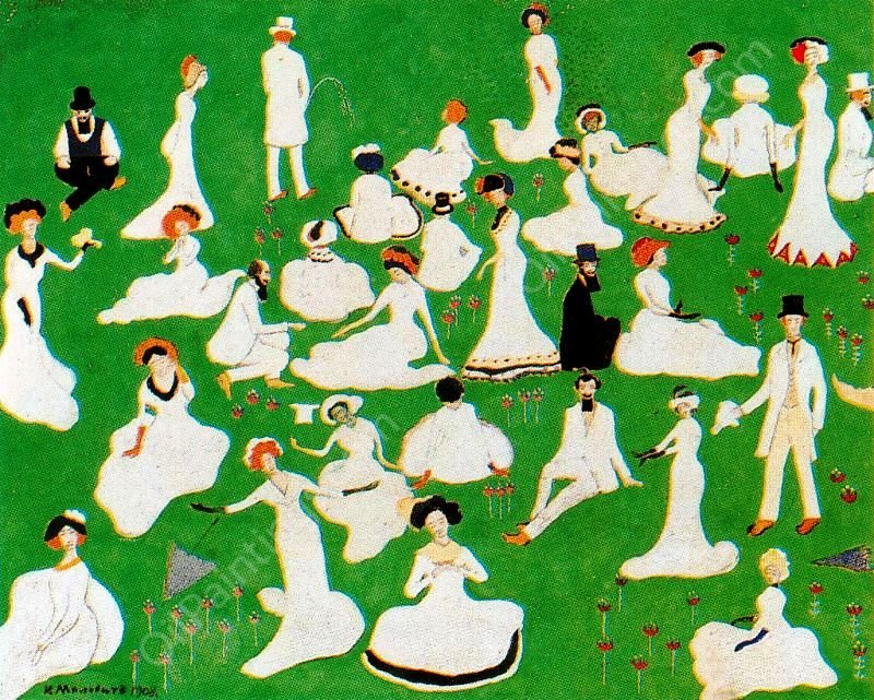 High Society in Top Hats Relaxing  by Kasimir Malevich - Hand-Painted Oil Painting Reproduction