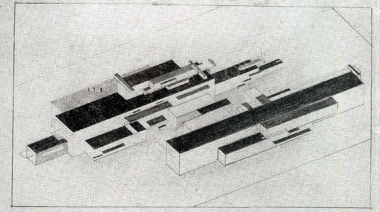 Modern Buildings by Kasimir Malevich - Hand-Painted Oil Painting Reproduction