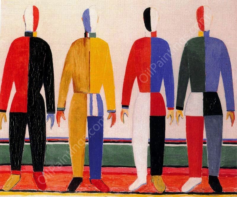 Sportsmen by Kasimir Malevich - Hand-Painted Oil Painting Reproduction