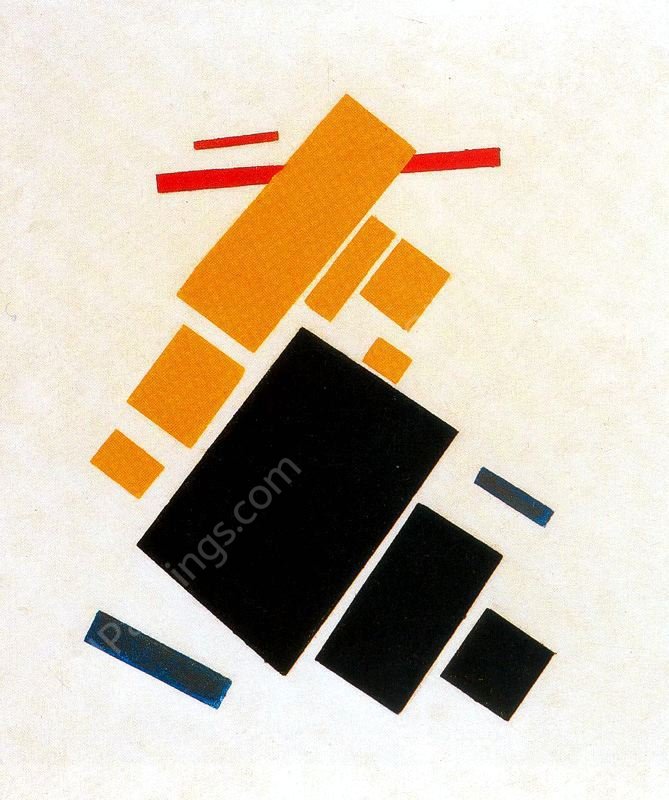 Suprematist Painting: Aeroplane Flying by Kasimir Malevich - Hand-Painted Oil Painting Reproduction
