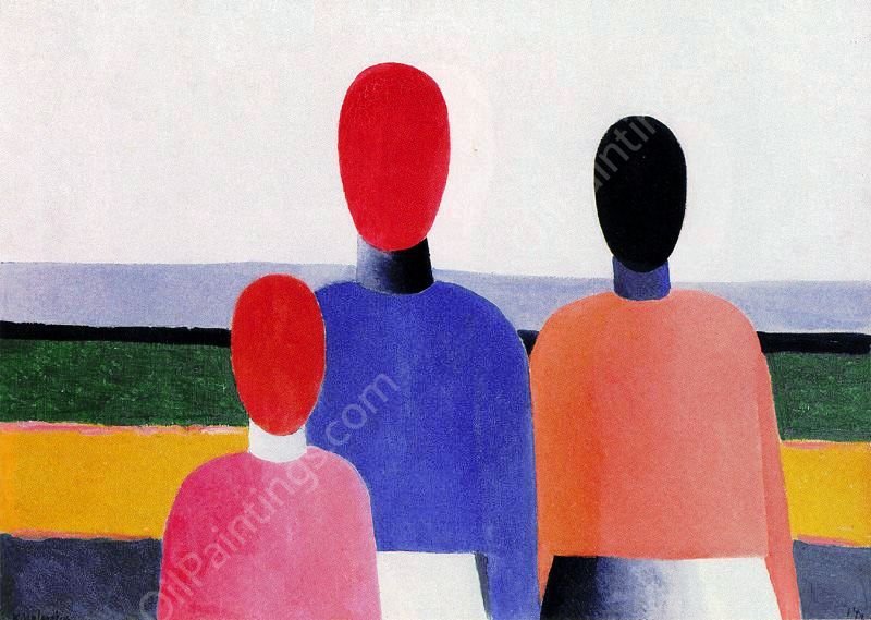 Three Female Figures by Kasimir Malevich - Hand-Painted Oil Painting Reproduction