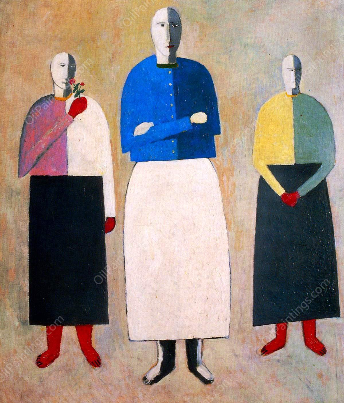 Three Women by Kasimir Malevich - Hand-Painted Oil Painting Reproduction