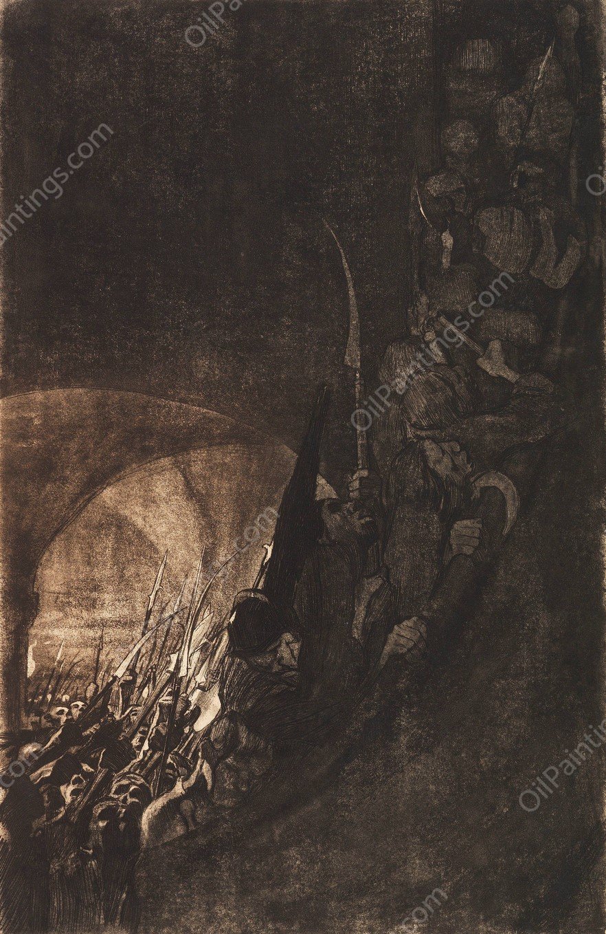 Bewaffnung in einem Gewolbe  by Kathe Kollwitz - Hand-Painted Oil Painting Reproduction