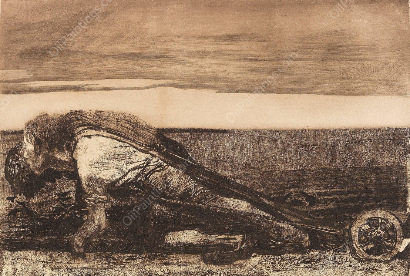 Die Pfluger  by Kathe Kollwitz - Hand-Painted Oil Painting Reproduction