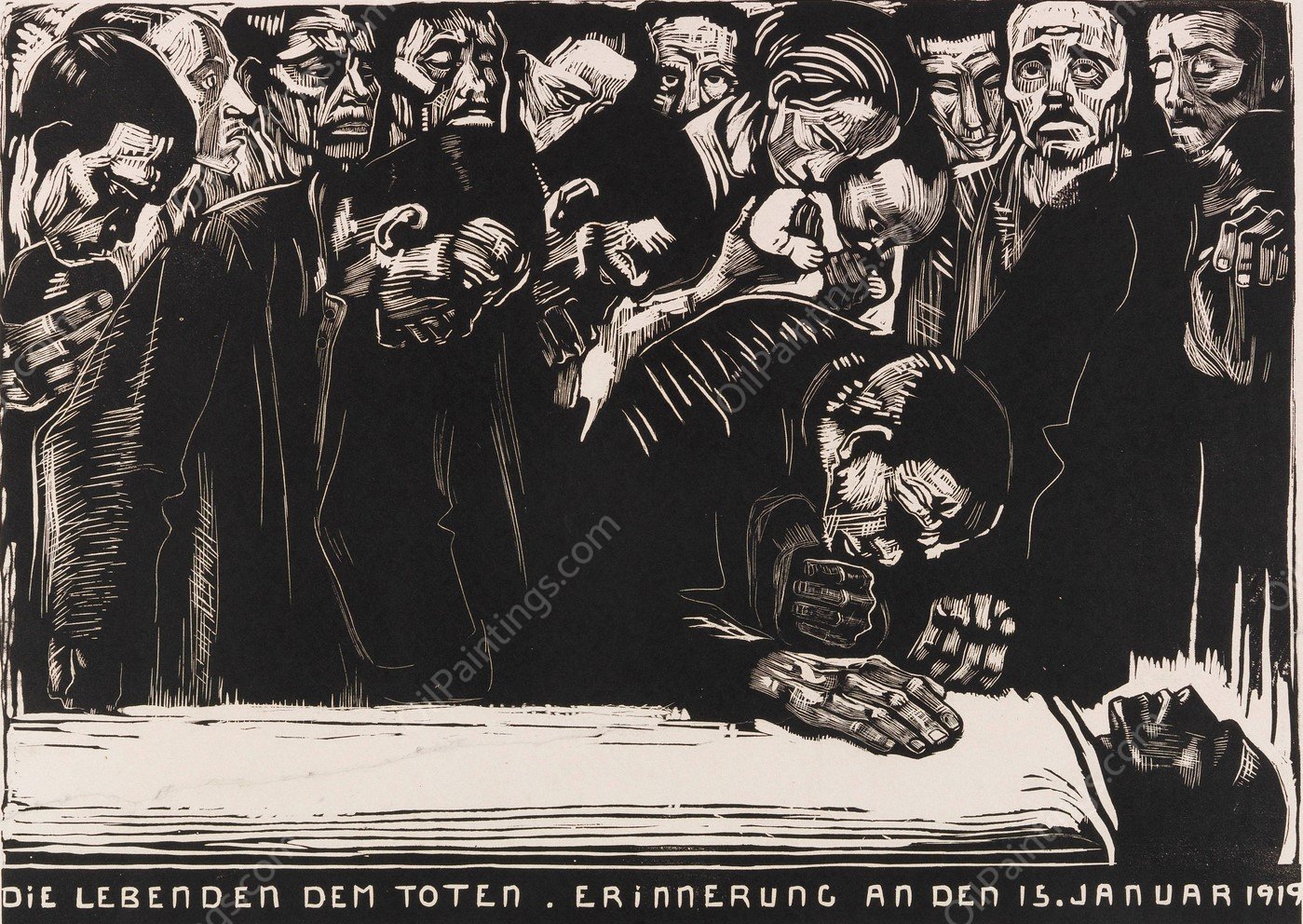 Gedenkblatt fur Karl Liebknecht  by Kathe Kollwitz - Hand-Painted Oil Painting Reproduction