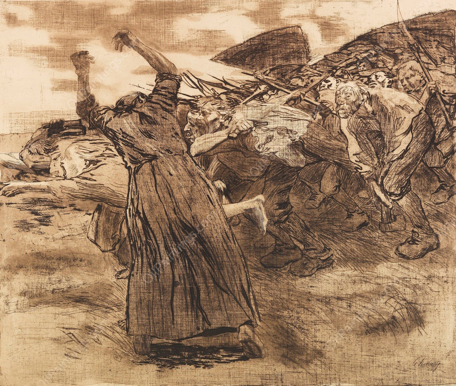 Losbruch  by Kathe Kollwitz - Hand-Painted Oil Painting Reproduction