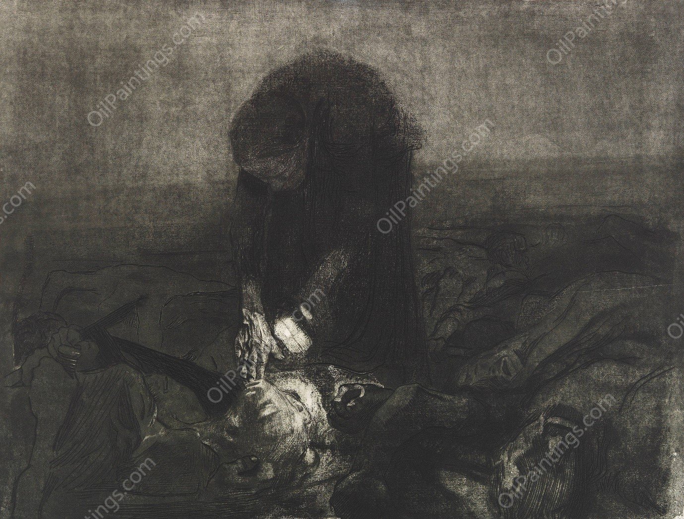 Schlachtfeld  by Kathe Kollwitz - Hand-Painted Oil Painting Reproduction